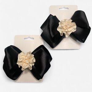 Hand crafted  Black and Cream Hair Bows